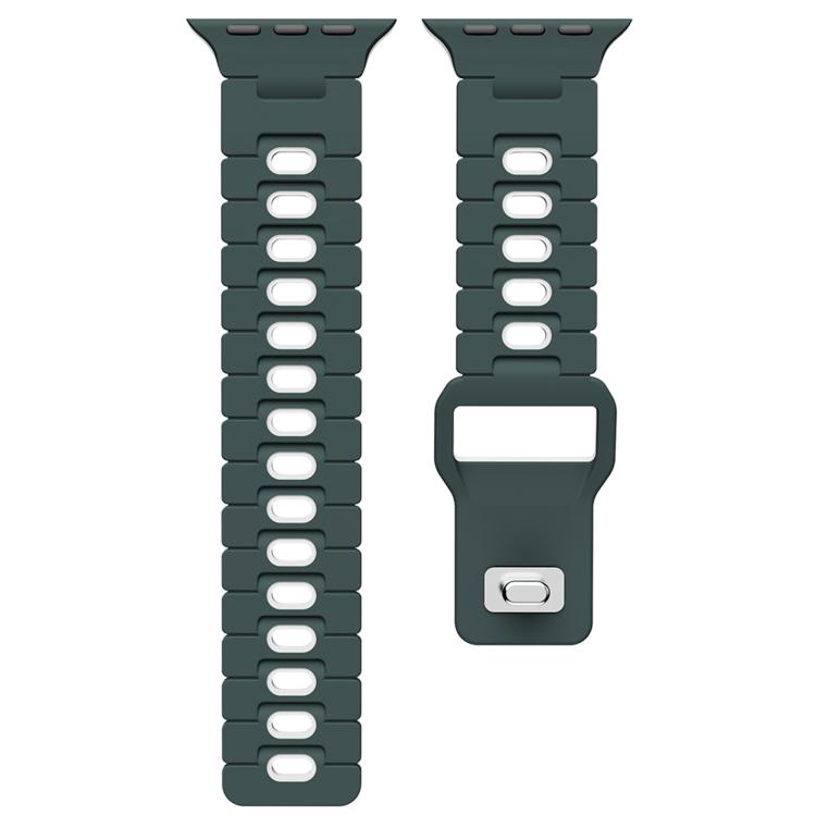 For Apple Watch 46mm / 49mm / 45mm / 44mm Two Tone Silicone Watch Band(Dark Night Green+White) by bashfashion