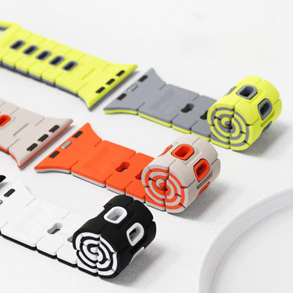 For Apple Watch 46mm / 49mm / 45mm / 44mm Two Tone Silicone Watch Band(Dark Night Green+White) by bashfashion