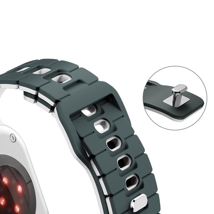 For Apple Watch 46mm / 49mm / 45mm / 44mm Two Tone Silicone Watch Band(Dark Night Green+White) by bashfashion