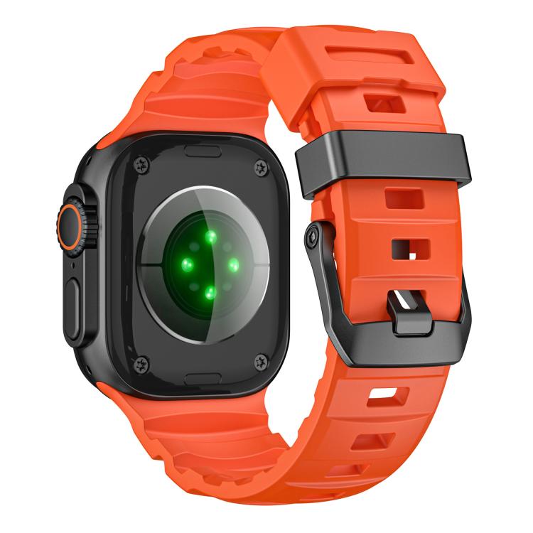 For Apple Watch 46mm / 49mm / 45mm / 44mm Black Buckle Field Path Fluororubber Watch Band(Orange) by bashfashion