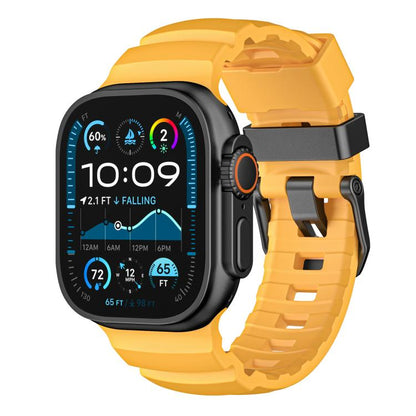 For Apple Watch 46mm / 49mm / 45mm / 44mm Black Buckle Field Path Fluororubber Watch Band(Yellow) by bashfashion