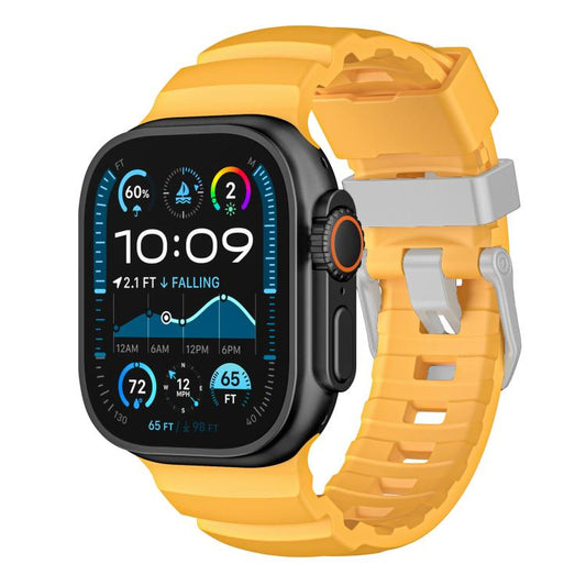 For Apple Watch 46mm / 49mm / 45mm / 44mm Titanium Buckle Field Path Fluororubber Watch Band(Yellow) by bashfashion