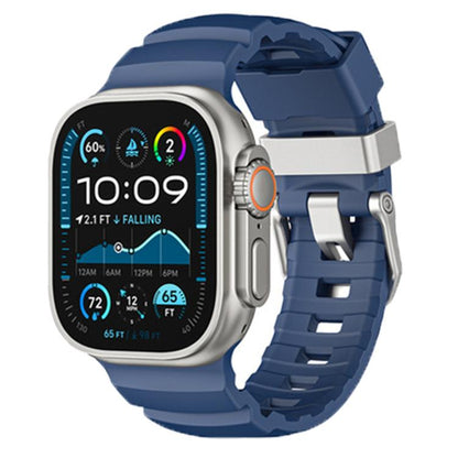 For Apple Watch 46mm / 49mm / 45mm / 44mm Titanium Buckle Field Path Fluororubber Watch Band(Blue) by bashfashion