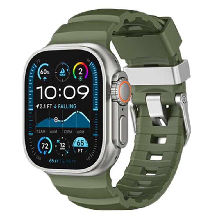 For Apple Watch 46mm / 49mm / 45mm / 44mm Titanium Buckle Field Path Fluororubber Watch Band(Green) by bashfashion