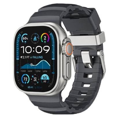 For Apple Watch 46mm / 49mm / 45mm / 44mm Titanium Buckle Field Path Fluororubber Watch Band(Black) by bashfashion