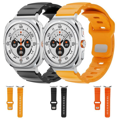 For Samsung Galaxy Watch Ultra 47mm / Ultra 2025 Silver Connector Reverse Buckle Fluororubber Watch Band(Orange) by bashfashion
