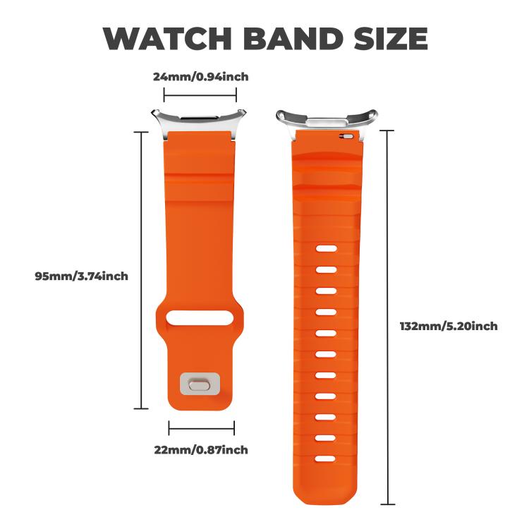 For Samsung Galaxy Watch Ultra 47mm / Ultra 2025 Silver Connector Reverse Buckle Fluororubber Watch Band(Orange) by bashfashion
