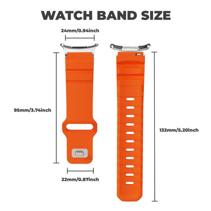 For Samsung Galaxy Watch Ultra 47mm / Ultra 2025 Silver Connector Reverse Buckle Fluororubber Watch Band(Orange) by bashfashion