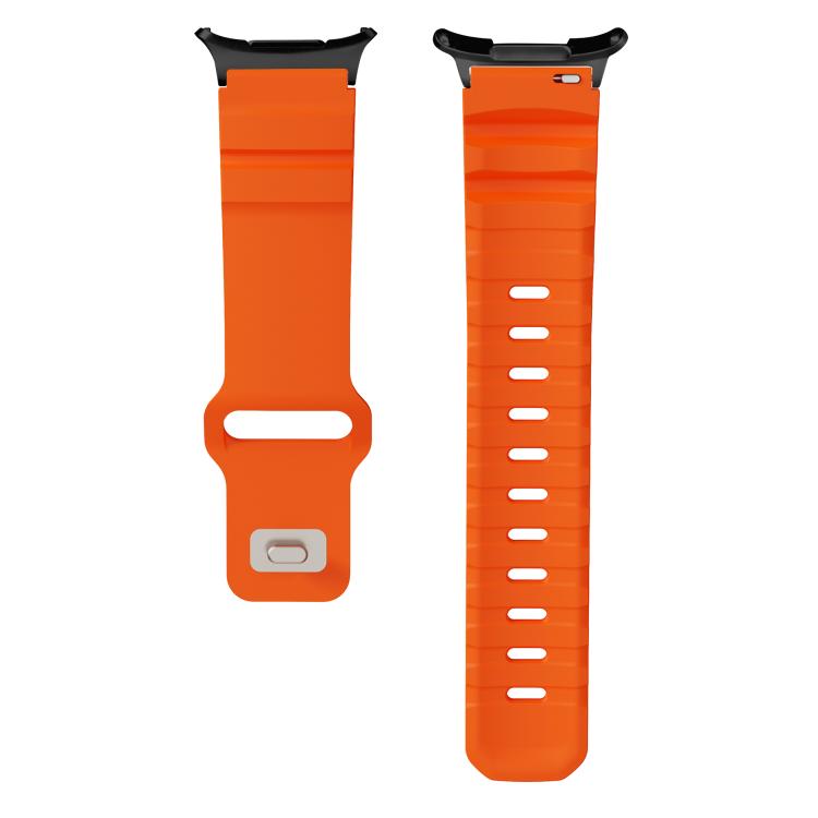 For Samsung Galaxy Watch Ultra 47mm / Ultra 2025 Black Connector Reverse Buckle Fluororubber Watch Band(Orange) by bashfashion