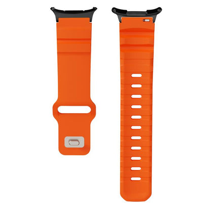 For Samsung Galaxy Watch Ultra 47mm / Ultra 2025 Black Connector Reverse Buckle Fluororubber Watch Band(Orange) by bashfashion
