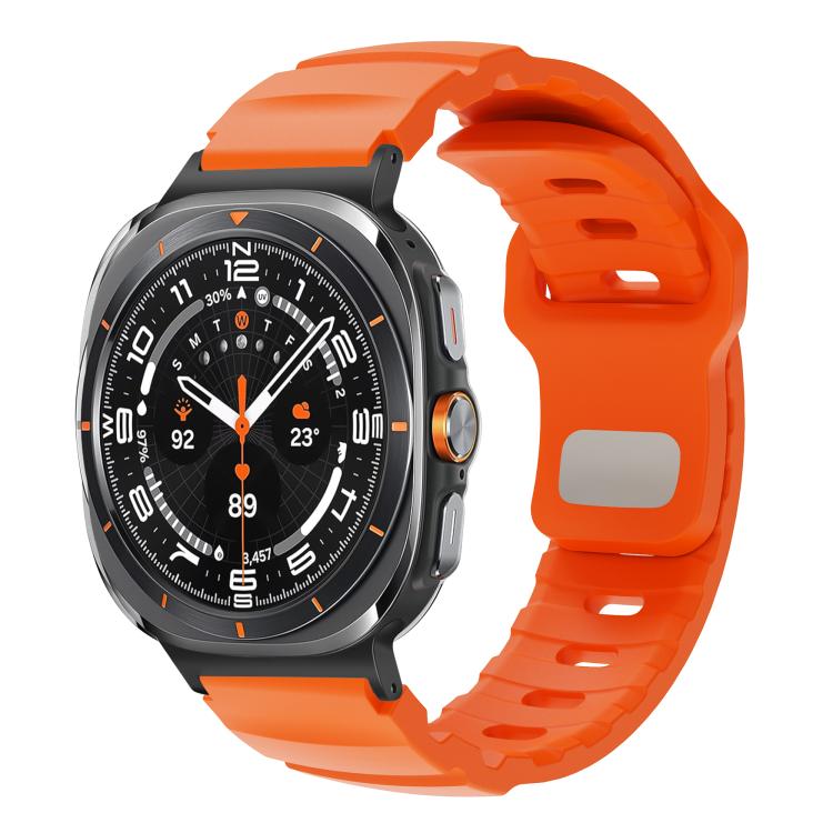 For Samsung Galaxy Watch Ultra 47mm / Ultra 2025 Black Connector Reverse Buckle Fluororubber Watch Band(Orange) by bashfashion