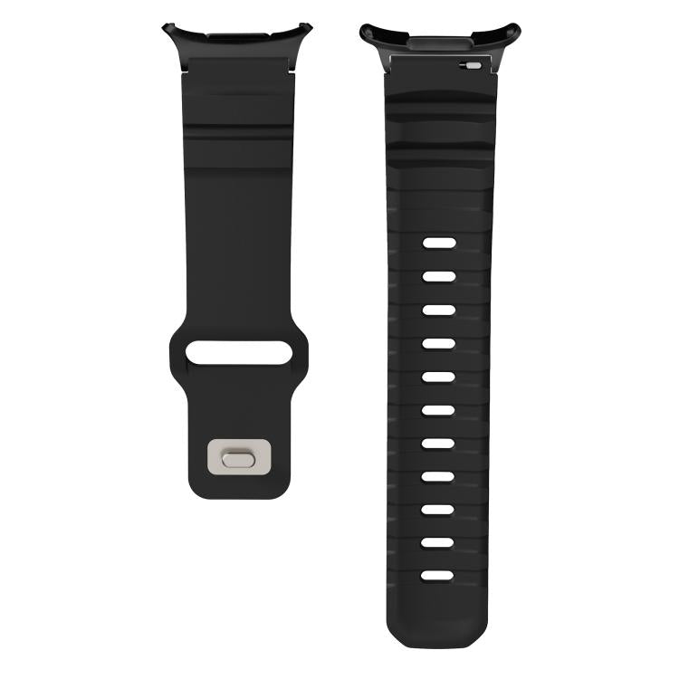 For Samsung Galaxy Watch Ultra 47mm / Ultra 2025 Black Connector Reverse Buckle Fluororubber Watch Band(Black) by bashfashion