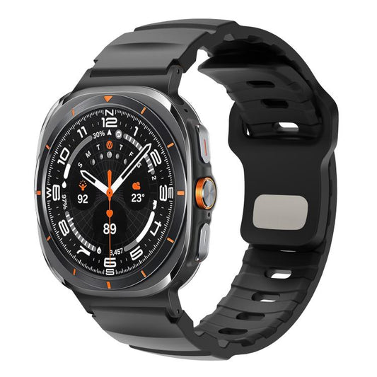 For Samsung Galaxy Watch Ultra 47mm / Ultra 2025 Black Connector Reverse Buckle Fluororubber Watch Band(Black) by bashfashion