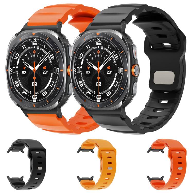 For Samsung Galaxy Watch Ultra 47mm / Ultra 2025 Black Connector Reverse Buckle Fluororubber Watch Band(Black) by bashfashion