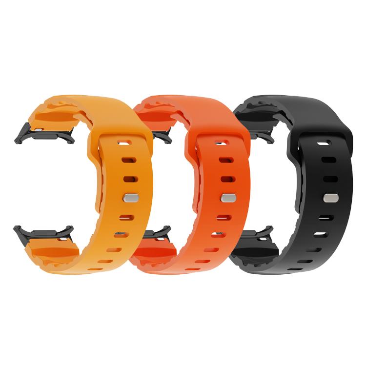 For Samsung Galaxy Watch Ultra 47mm / Ultra 2025 Black Connector Reverse Buckle Fluororubber Watch Band(Orange) by bashfashion