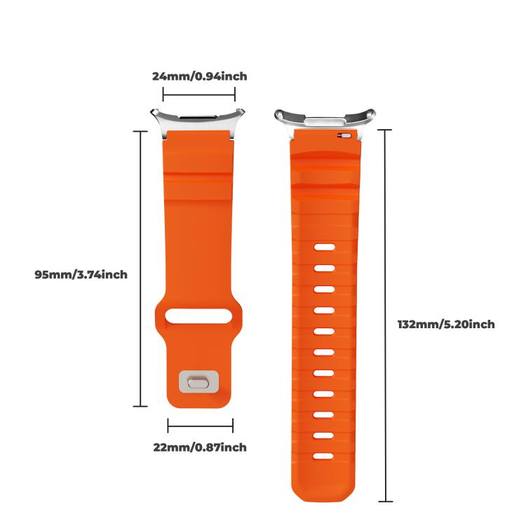 For Samsung Galaxy Watch Ultra 47mm / Ultra 2025 Black Connector Reverse Buckle Fluororubber Watch Band(Orange) by bashfashion