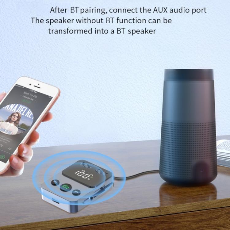 BR17 Bass Boost 2 In 1 Digital Display Bluetooth-Compatible Receiver Transmitter Audio Adapter by bashfashion