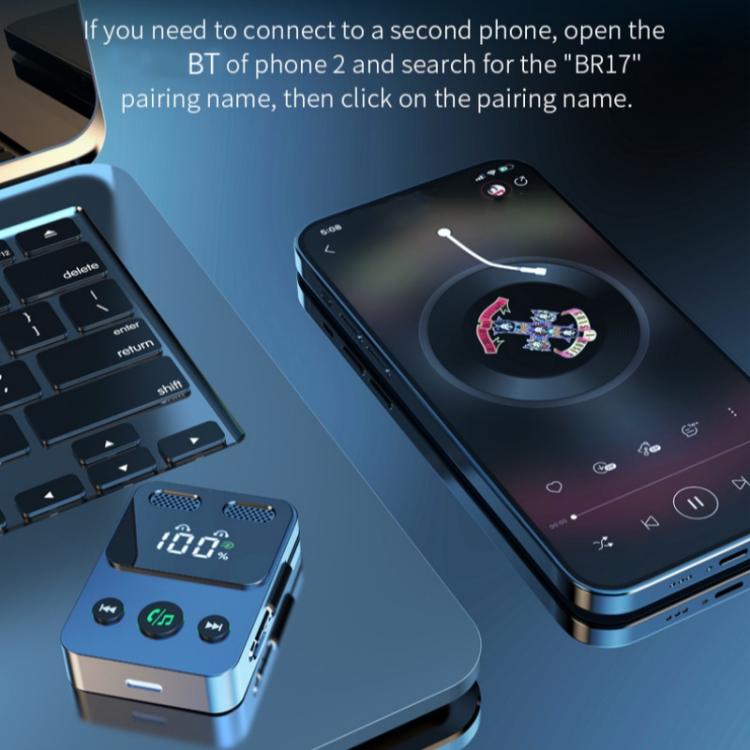 BR17 Bass Boost 2 In 1 Digital Display Bluetooth-Compatible Receiver Transmitter Audio Adapter by bashfashion