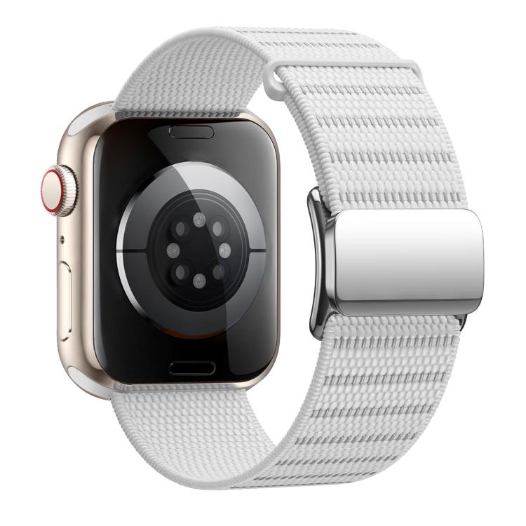 For Apple Watch 46mm / 49mm / 45mm / 44mm Magnetic Buckle Reflective Nylon Watch Band(White) by bashfashion