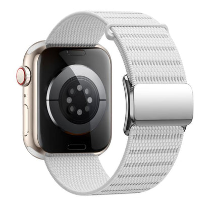 For Apple Watch 46mm / 49mm / 45mm / 44mm Magnetic Buckle Reflective Nylon Watch Band(White) by bashfashion