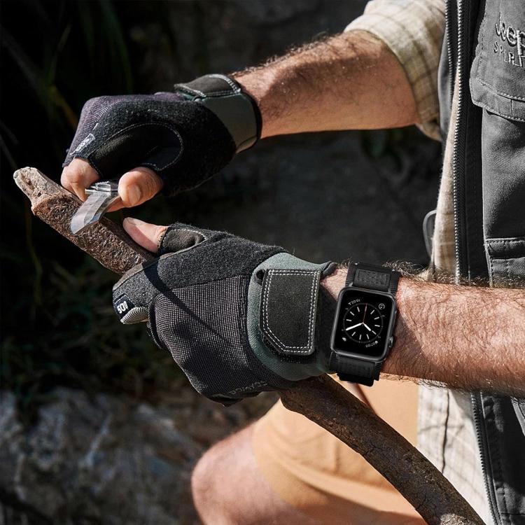 For Apple Watch 46mm / 49mm / 45mm / 44mm Kalebol Hook and Tri-Loop Nylon Watch Band(Silver) by Kalebol