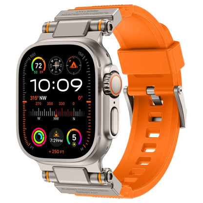 For Apple Watch 42 / 44 / 45 / 46 / 49mm Metal Connector Explorer Silicone Watch Band(Titanium Orange) by bashfashion