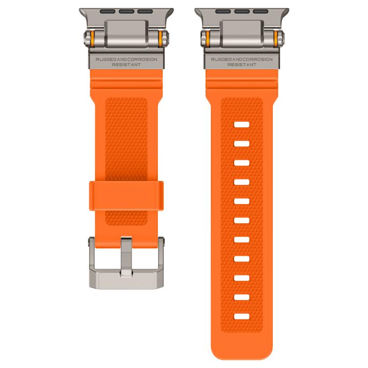 For Apple Watch 42 / 44 / 45 / 46 / 49mm Metal Connector Explorer Silicone Watch Band(Titanium Orange) by bashfashion