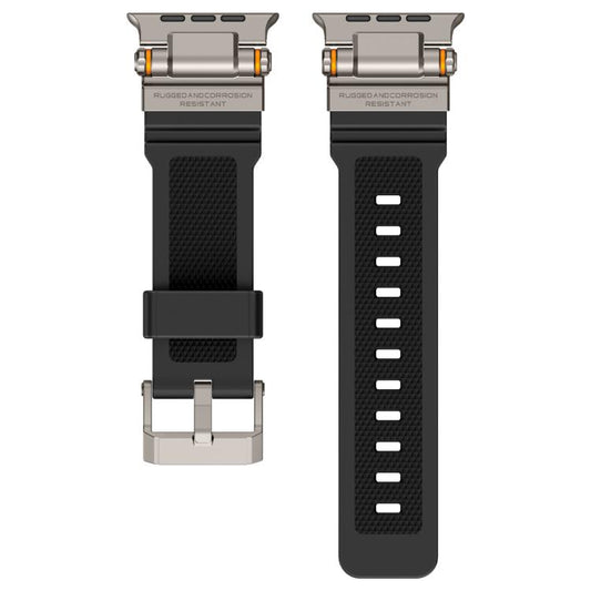 For Apple Watch 42 / 44 / 45 / 46 / 49mm Metal Connector Explorer Silicone Watch Band(Titanium Black) by bashfashion