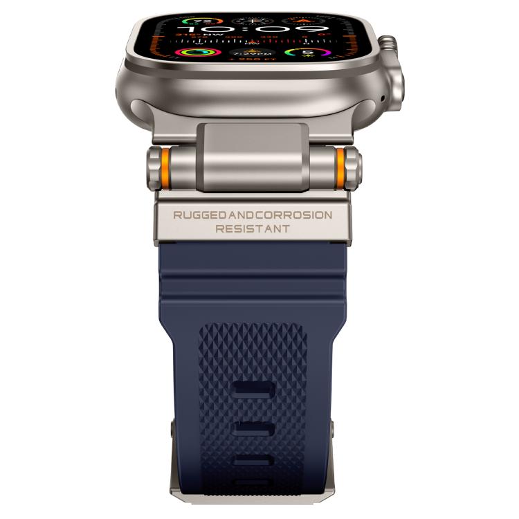 For Apple Watch 42 / 44 / 45 / 46 / 49mm Metal Connector Explorer Silicone Watch Band(Titanium Blue) by bashfashion