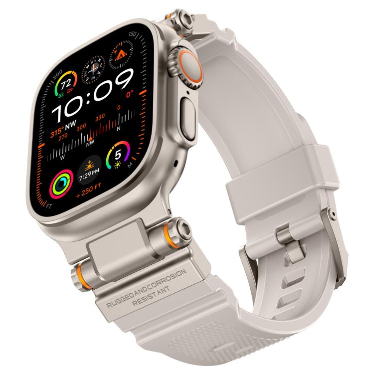 For Apple Watch 42 / 44 / 45 / 46 / 49mm Metal Connector Explorer Silicone Watch Band(Titanium Starlight) by bashfashion