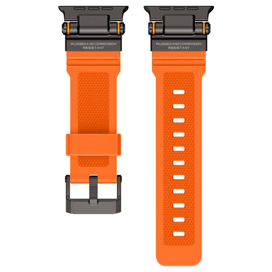 For Apple Watch 42 / 44 / 45 / 46 / 49mm Metal Connector Explorer Silicone Watch Band(Black Orange) by bashfashion