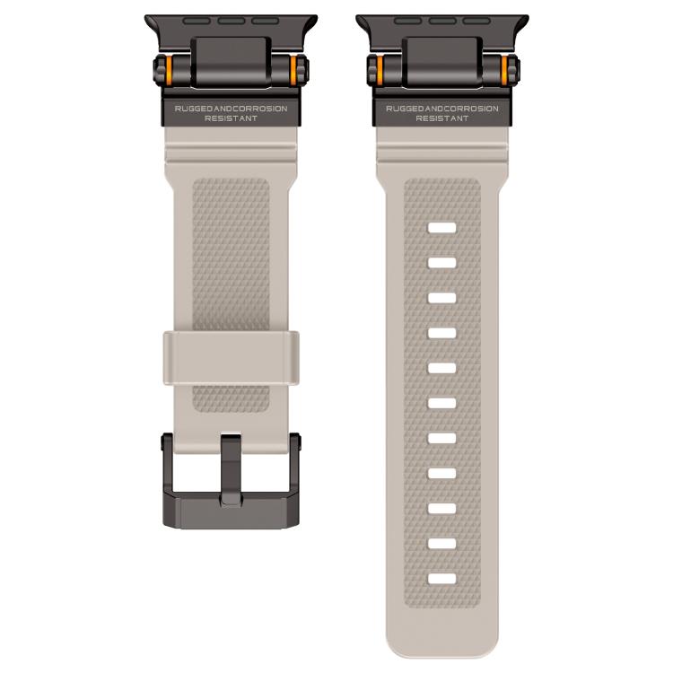 For Apple Watch 42 / 44 / 45 / 46 / 49mm Metal Connector Explorer Silicone Watch Band(Black Starlight) by bashfashion