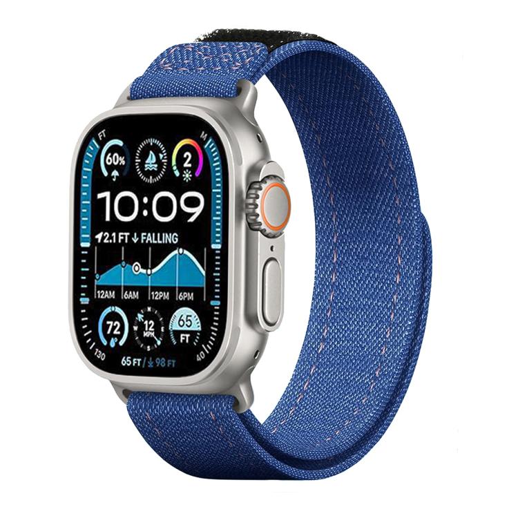 For Apple Watch 46mm / 49mm / 45mm / 44mm Kalebol Cool Denim Nylon Hook and Loop Fastener Watch Band(Blue) by Kalebol