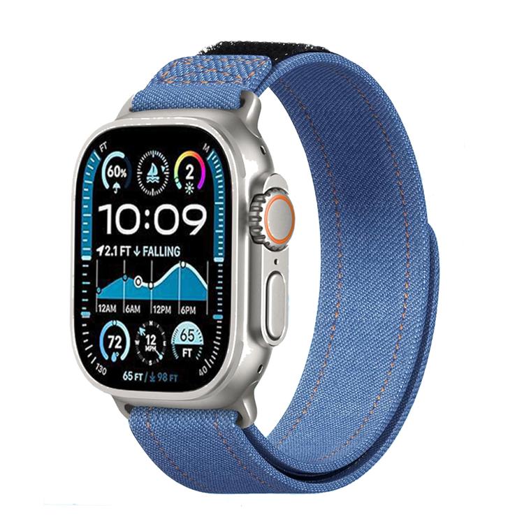 For Apple Watch 46mm / 49mm / 45mm / 44mm Kalebol Cool Denim Nylon Hook and Loop Fastener Watch Band(Dark Blue) by Kalebol