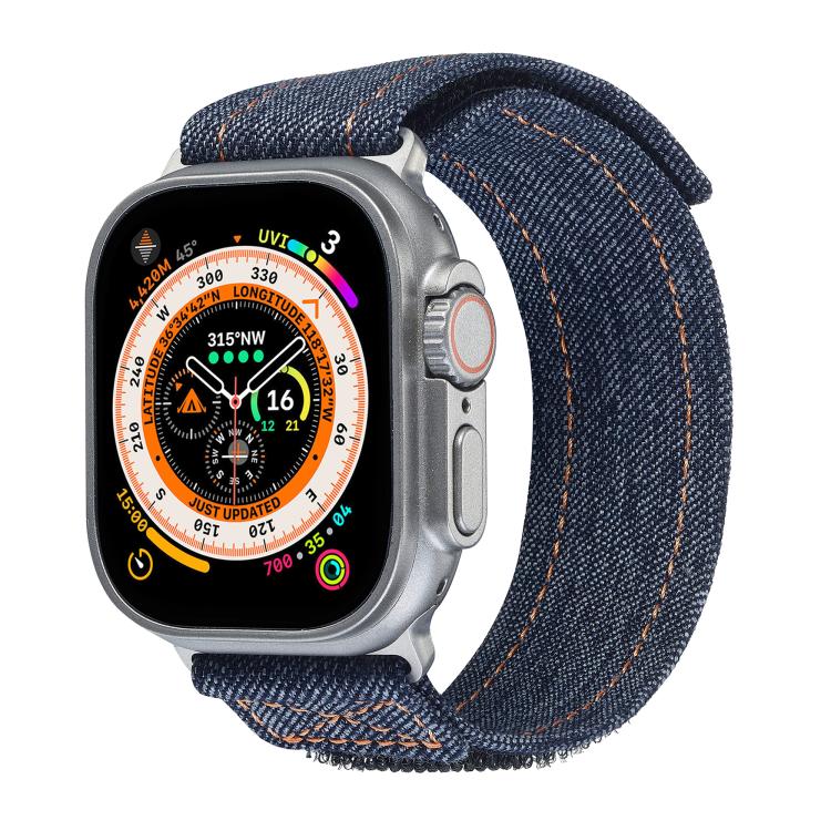 For Apple Watch 46mm / 49mm / 45mm / 44mm Kalebol Cool Denim Nylon Hook and Loop Fastener Watch Band(Gray) by Kalebol