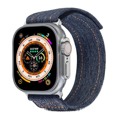 For Apple Watch 46mm / 49mm / 45mm / 44mm Kalebol Cool Denim Nylon Hook and Loop Fastener Watch Band(Gray) by Kalebol