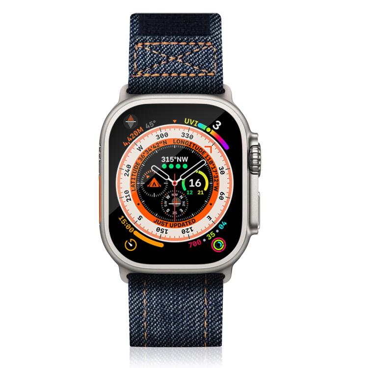 For Apple Watch 46mm / 49mm / 45mm / 44mm Kalebol Cool Denim Nylon Hook and Loop Fastener Watch Band(Gray) by Kalebol