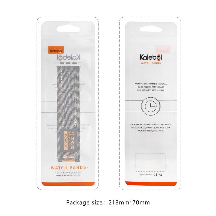 For Apple Watch 46mm / 49mm / 45mm / 44mm Kalebol Cool Denim Nylon Hook and Loop Fastener Watch Band(Gray) by Kalebol