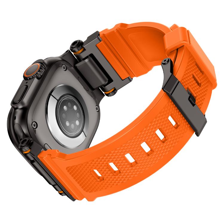 For Apple Watch 46mm / 49mm / 45mm / 44mm Kalebol Outdoor Explorer Metal Connector TPU Watch Band(Black Orange) by Kalebol