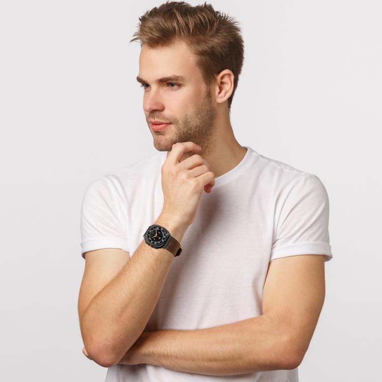 For Samsung Galaxy Watch Ultra 47mm / Ultra 2025 Crazy Horse Leather Watch Band(Black Brown+Black Buckle) by bashfashion