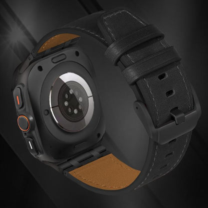 For Samsung Galaxy Watch Ultra 47mm / Ultra 2025 Crazy Horse Leather Watch Band(Black+Black Buckle) by bashfashion