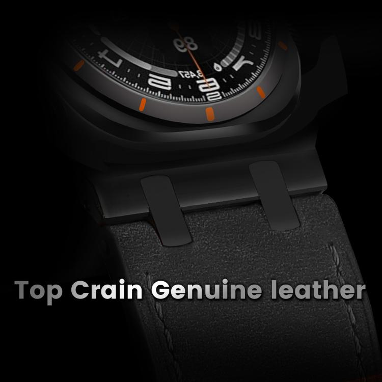 For Samsung Galaxy Watch Ultra 47mm / Ultra 2025 Crazy Horse Leather Watch Band(Black+Black Buckle) by bashfashion