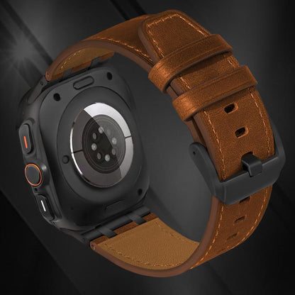 For Samsung Galaxy Watch Ultra 47mm / Ultra 2025 Crazy Horse Leather Watch Band(Red Brown+Black Buckle) by bashfashion