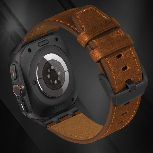 For Samsung Galaxy Watch Ultra 47mm / Ultra 2025 Crazy Horse Leather Watch Band(Red Brown+Black Buckle) by bashfashion