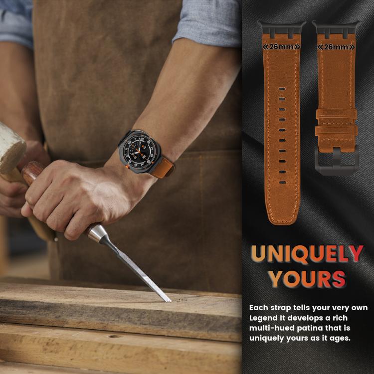 For Samsung Galaxy Watch Ultra 47mm / Ultra 2025 Crazy Horse Leather Watch Band(Red Brown+Black Buckle) by bashfashion