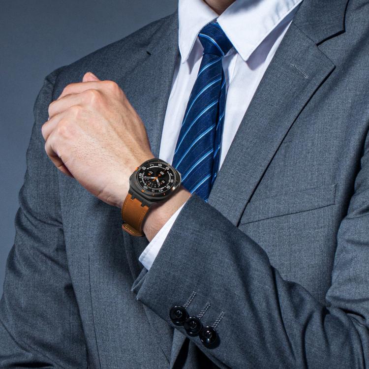 For Samsung Galaxy Watch Ultra 47mm / Ultra 2025 Crazy Horse Leather Watch Band(Red Brown+Black Buckle) by bashfashion