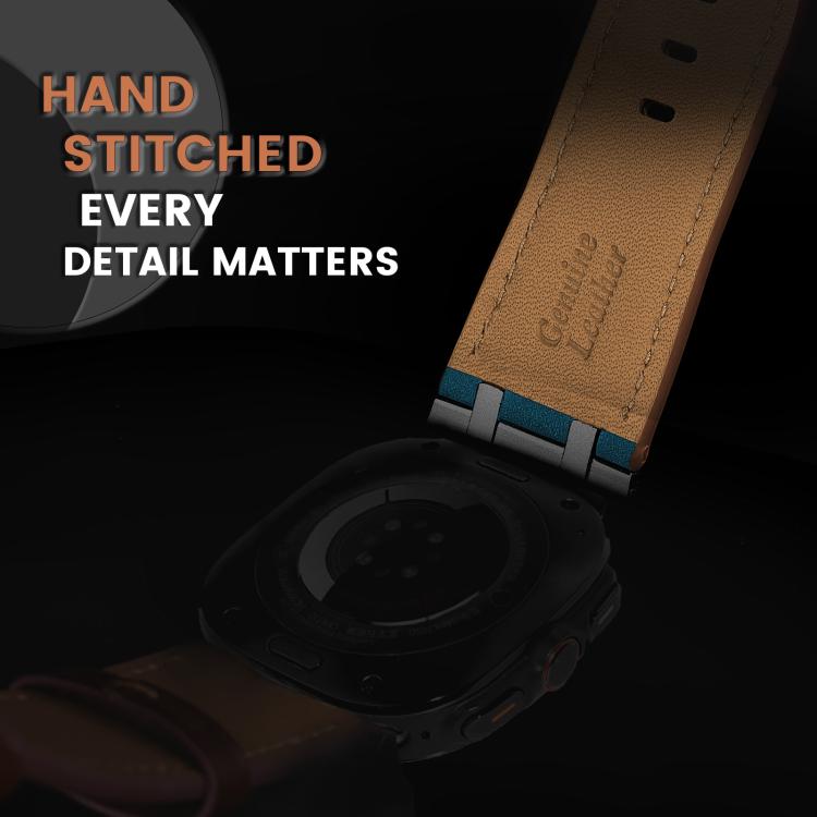 For Samsung Galaxy Watch Ultra 47mm / Ultra 2025 Crazy Horse Leather Watch Band(Dark Blue+Titanium Buckle) by bashfashion