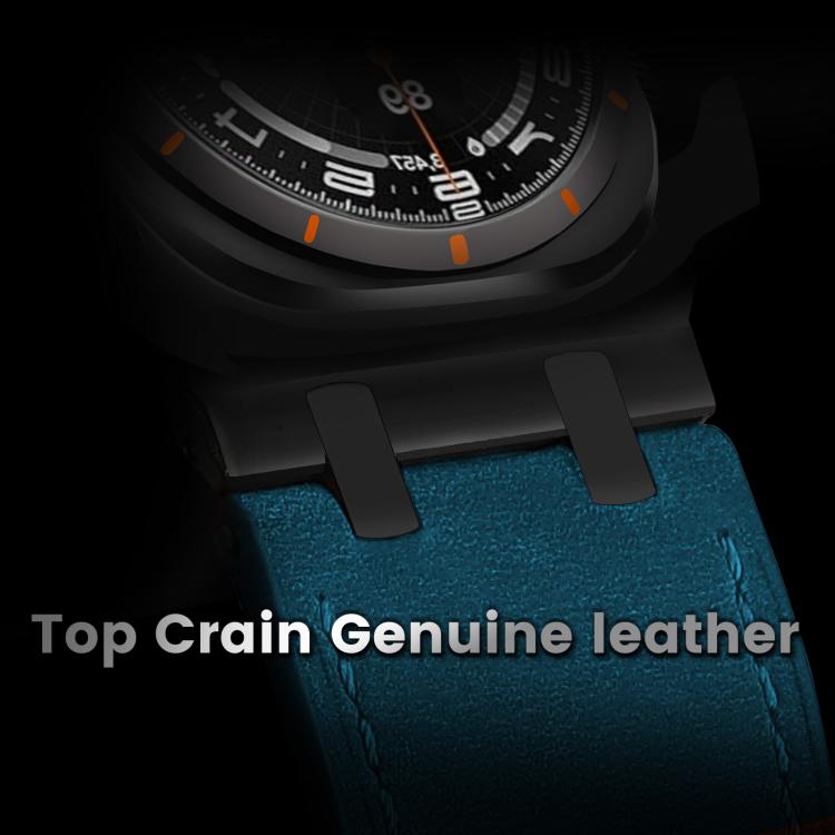 For Samsung Galaxy Watch Ultra 47mm / Ultra 2025 Crazy Horse Leather Watch Band(Dark Blue+Black Buckle) by bashfashion