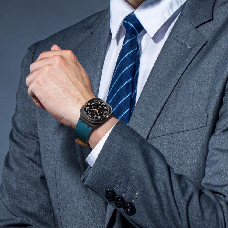 For Samsung Galaxy Watch Ultra 47mm / Ultra 2025 Crazy Horse Leather Watch Band(Dark Blue+Black Buckle) by bashfashion