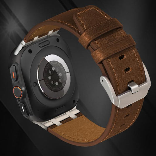 For Samsung Galaxy Watch Ultra 47mm / Ultra 2025 Crazy Horse Leather Watch Band(Black+Titanium) by bashfashion